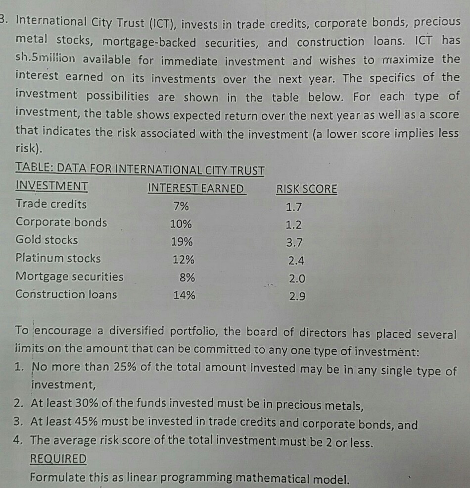  what would be the linear programming formulation of this. I am
