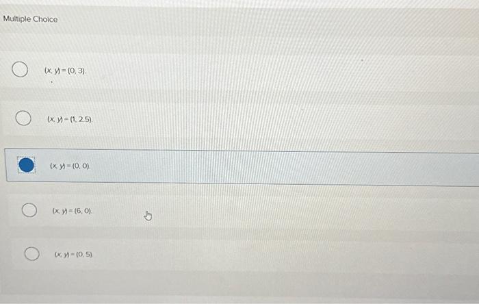 solution for the following problem. Minimize C=3x+15y subject to 2x+4y12 5x+2y10 and