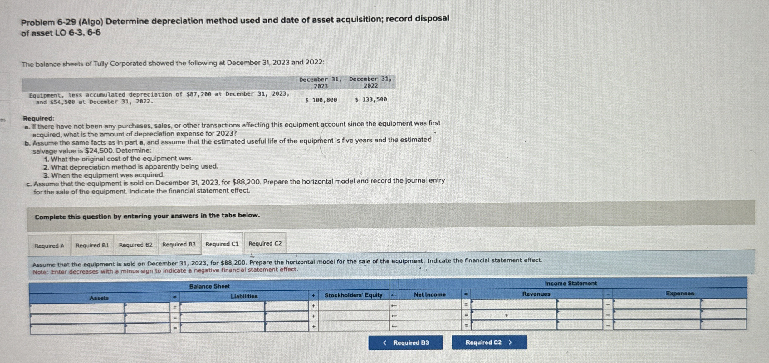  Problem 6-29(Algo) Determine depreciation method used and date of asset acquisition;