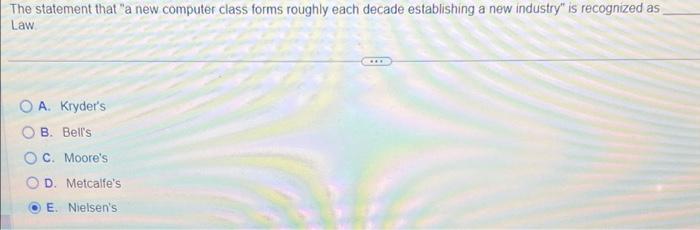 The statement that "a new computer class forms roughly each decade