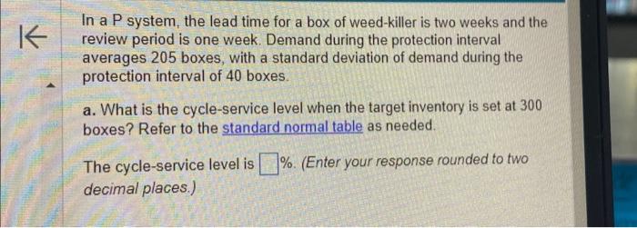  In a P system, the lead time for a box of