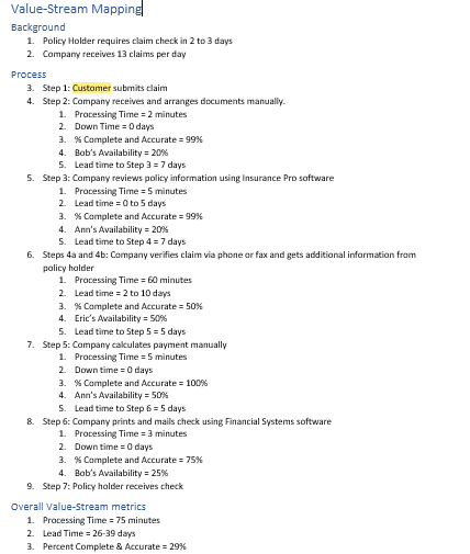 mapping page (under example image) that illustrates each of the following: Customer(s)