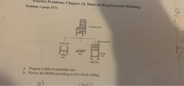 should b Practice Problems: Chapter 14, Material Requirements Planning Problem 1 (page