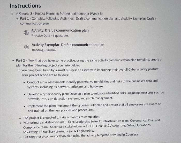  Instructions - In Course 3 - Project Planning: Putting it all
