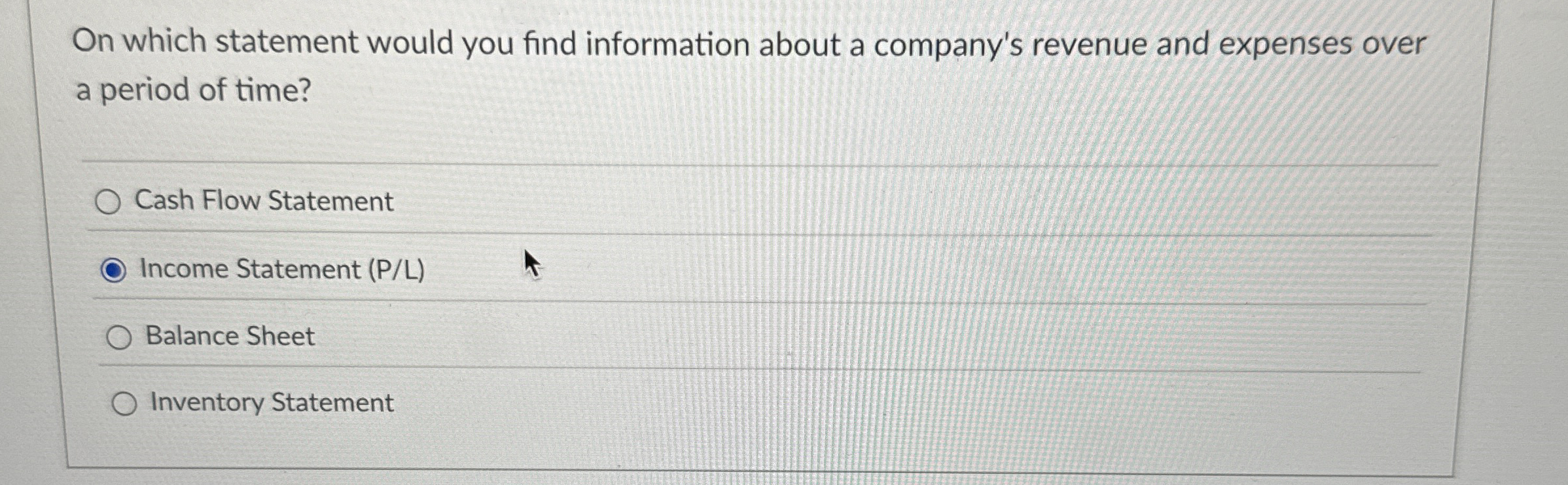  On which statement would you find information about a company's revenue