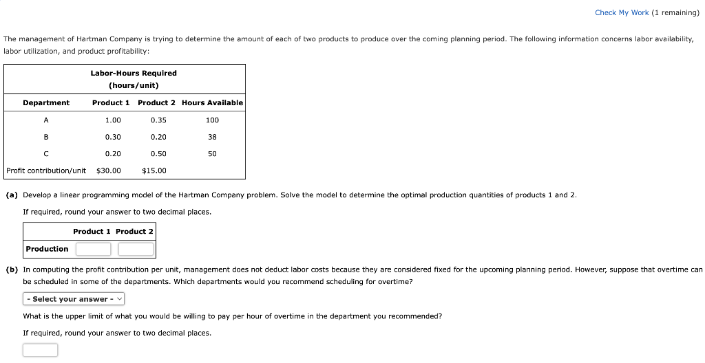  abor utilization, and product profitability: (a) Develop a linear programming model