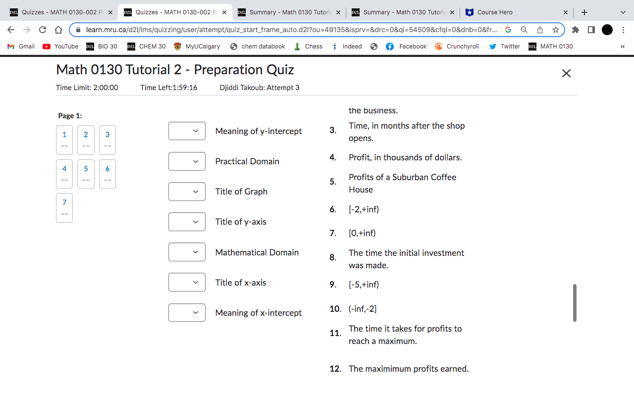 D2L MATH 0130 Math 0130 Tutorial 2 - Preparation Quiz X Time