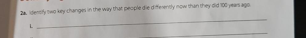 2a. Identify two key changes in the way that people die