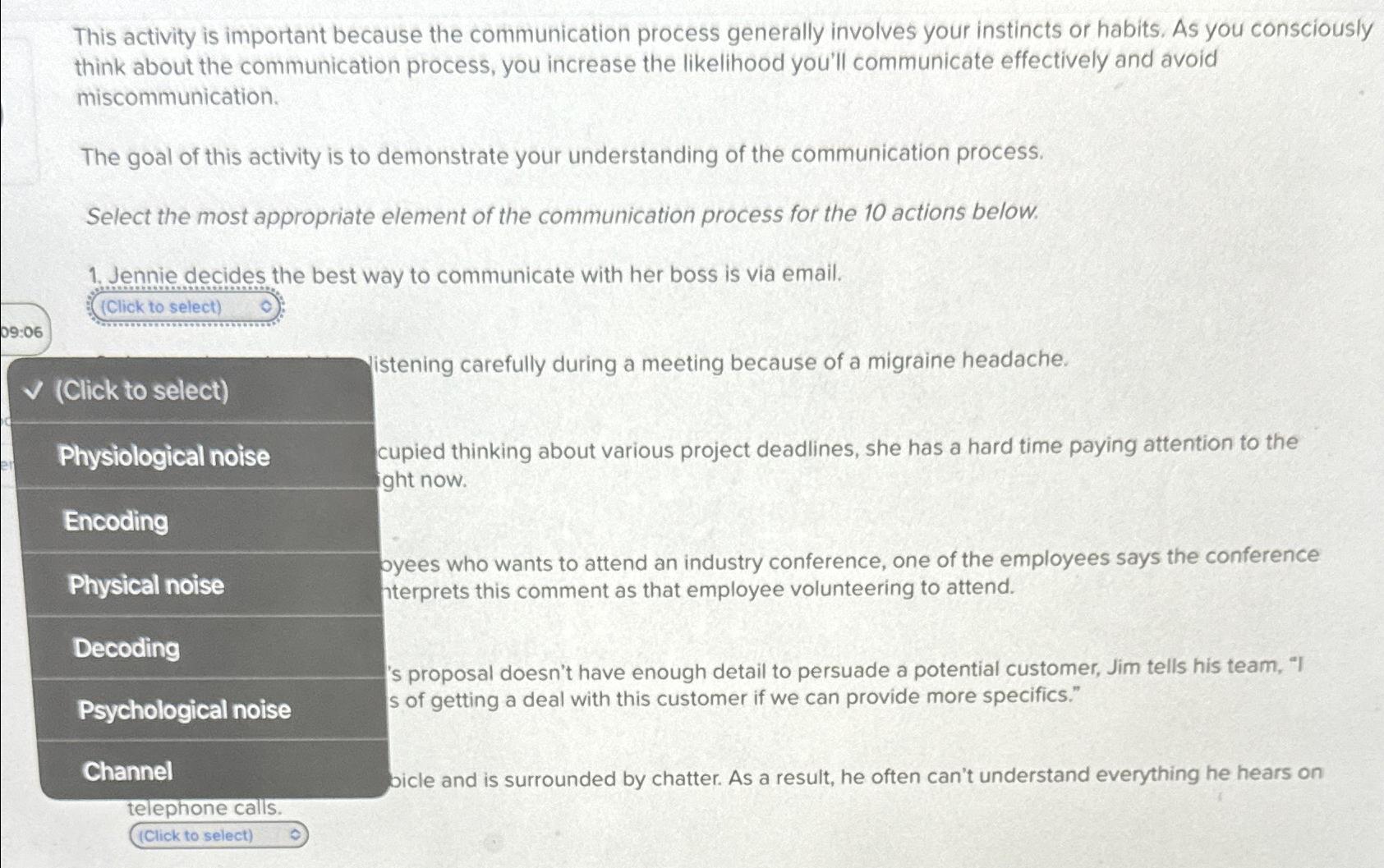  This activity is important because the communication process generally involves your