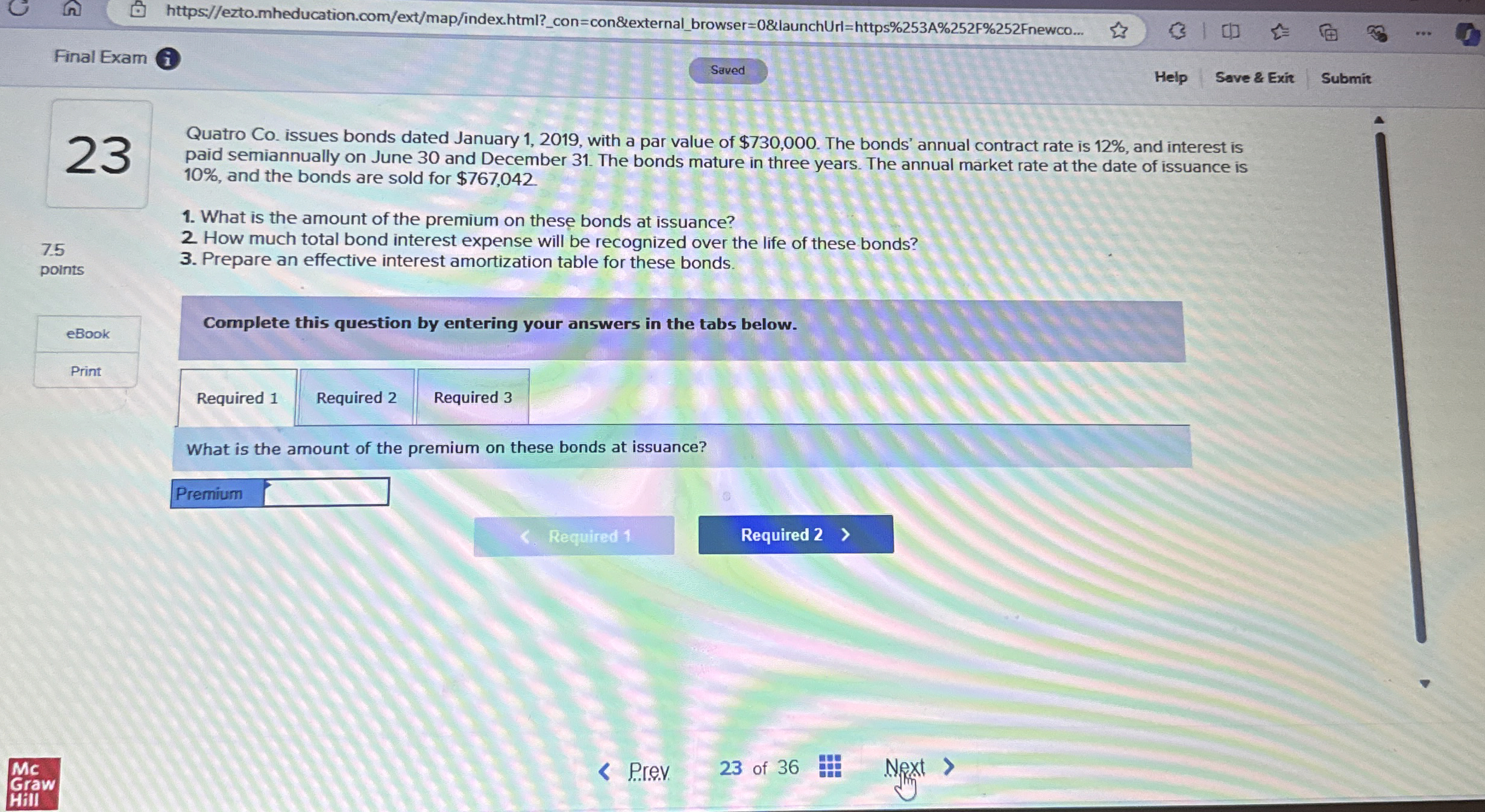  Quatro Co. issues bonds dated January 1,2019, with a par value