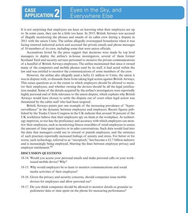  CASE APPLICATION 2 Eyes in the Sky, and Everywhere Else It