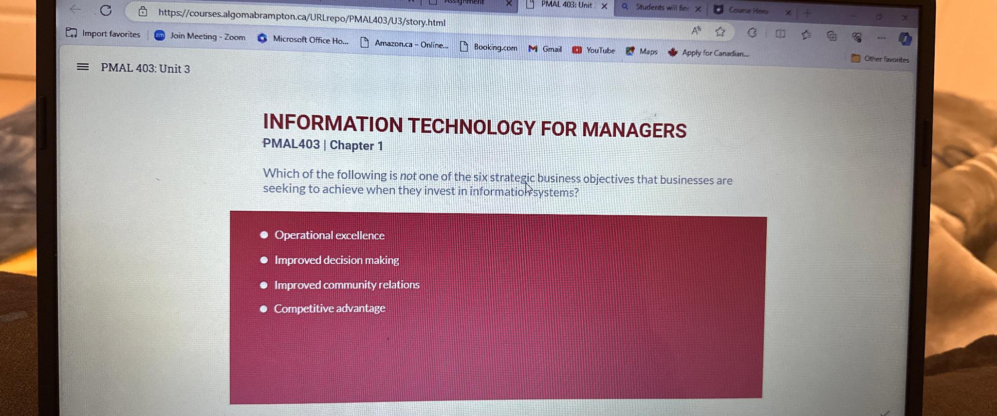  INFORMATION TECHNOLOGY FOR MANAGERS PMAL403| Chapter 1 Which of the following