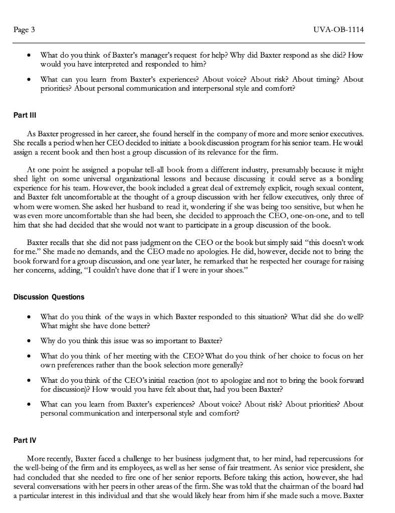 handled each of the situations? What did she do well? What might