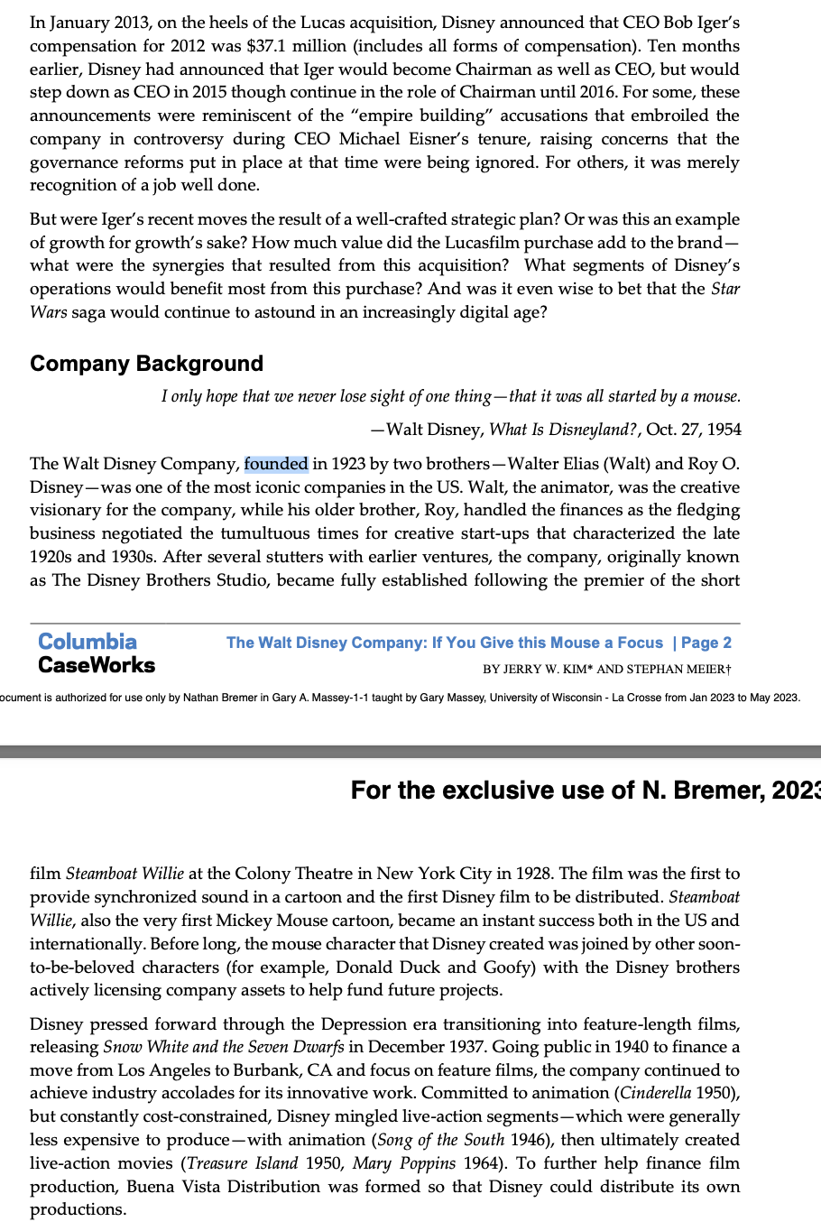 for each of the PESTEL categories.) -Walt Disney, Wall Street Journal, Feb.