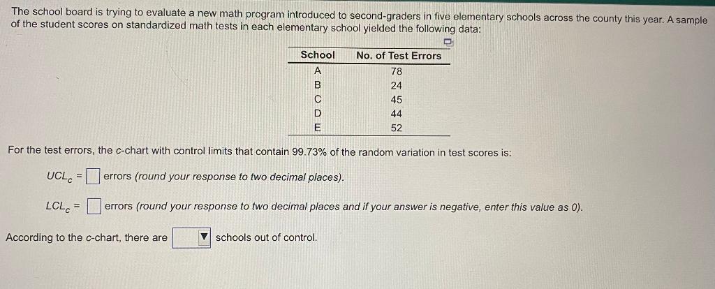 The school board is trying to evaluate a new math program