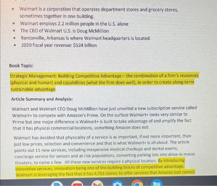 (Articles should be dated within the last 6 months) Article Link: Company