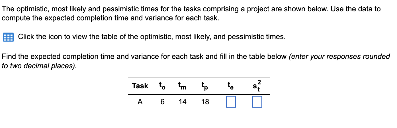  Task to tm tp A 6 14 18 B 8 16