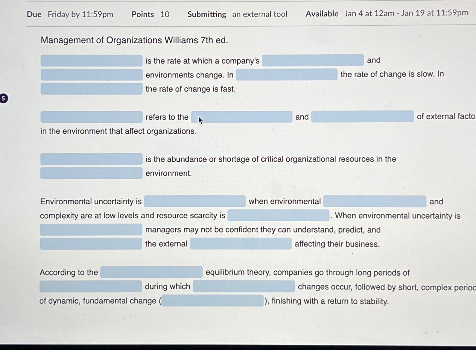  Due Friday by 11:59pm Points 10 Submitting an external tool Available