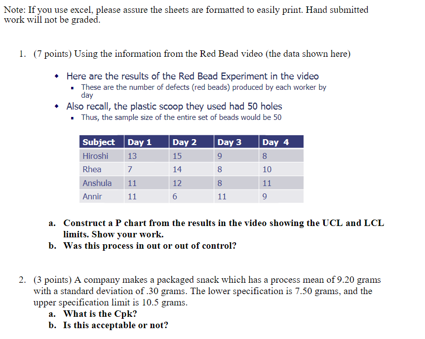  Note: If you use excel, please assure the sheets are formatted