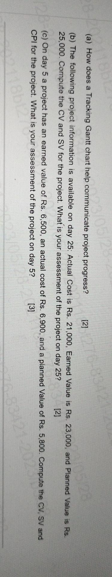  (a) How does a Tracking Gantt chart help communicate project progress?