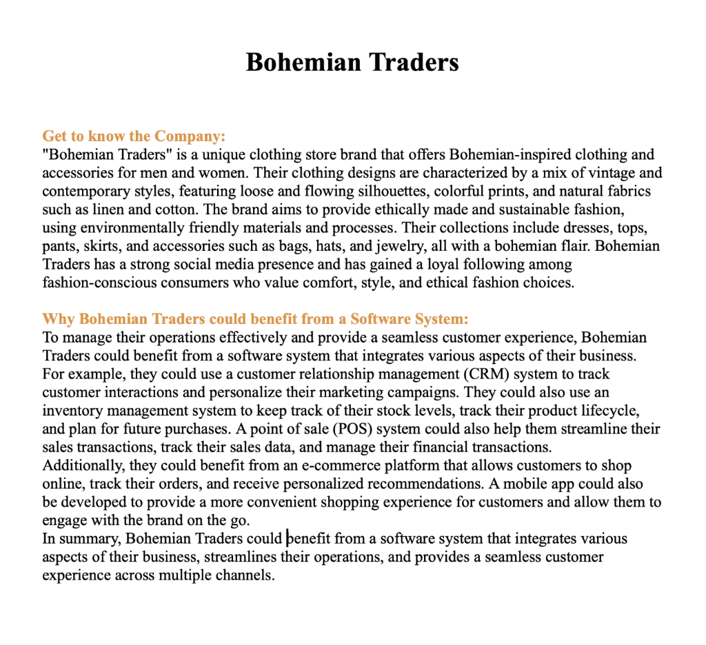  Please create a class 0 diagram for this Bohemian Traders Get