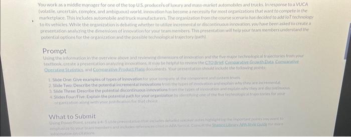 please include references You work as a middle manager for one of