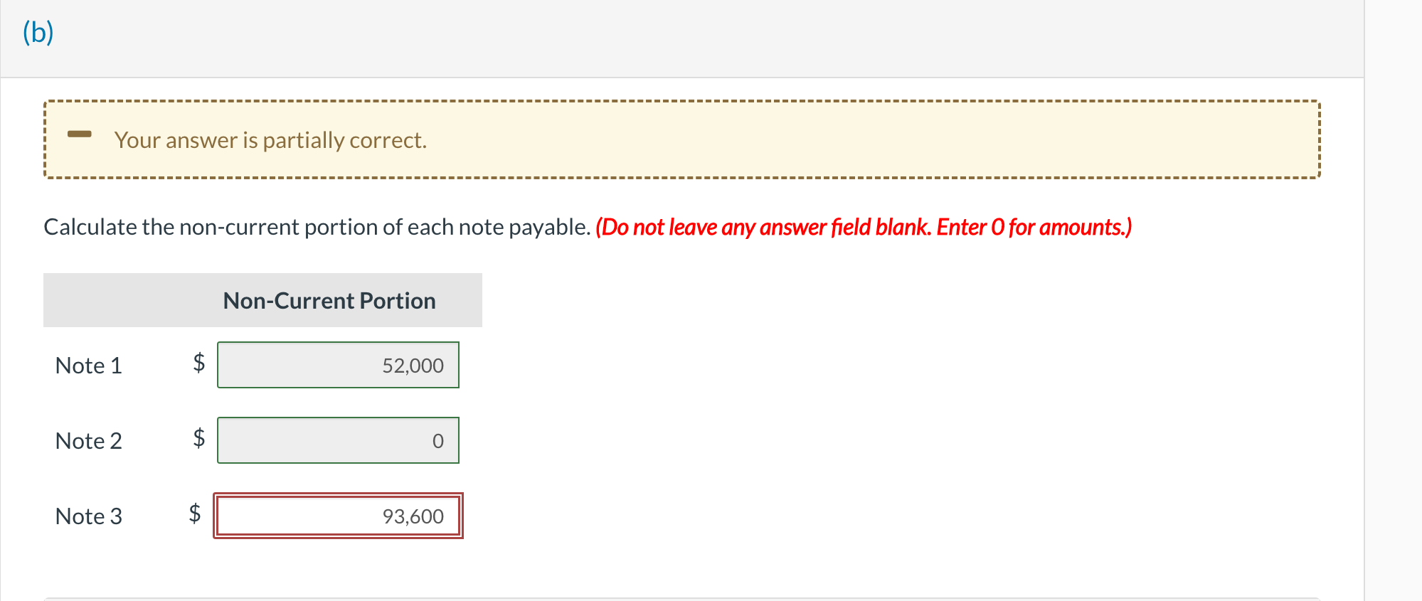 note 3 incorrect as you can see for the non current portion