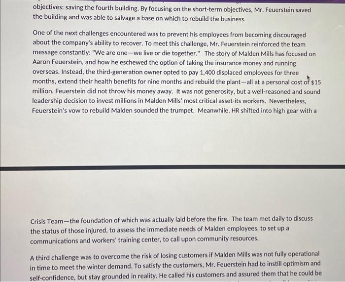 Malden Mills rebuild his business? - How did he protect his employees?