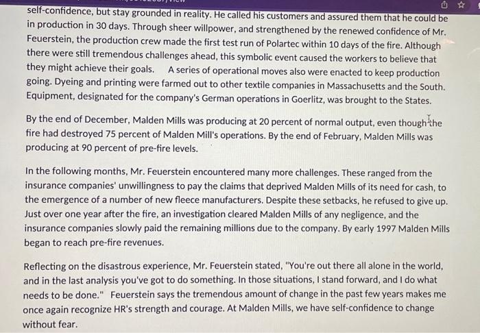 - What was the organizational culture and climate at Malden Mills? -