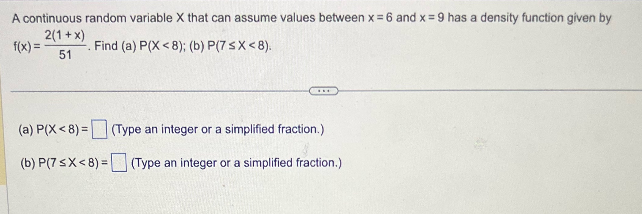  A continuous random variable X that can assume values between x