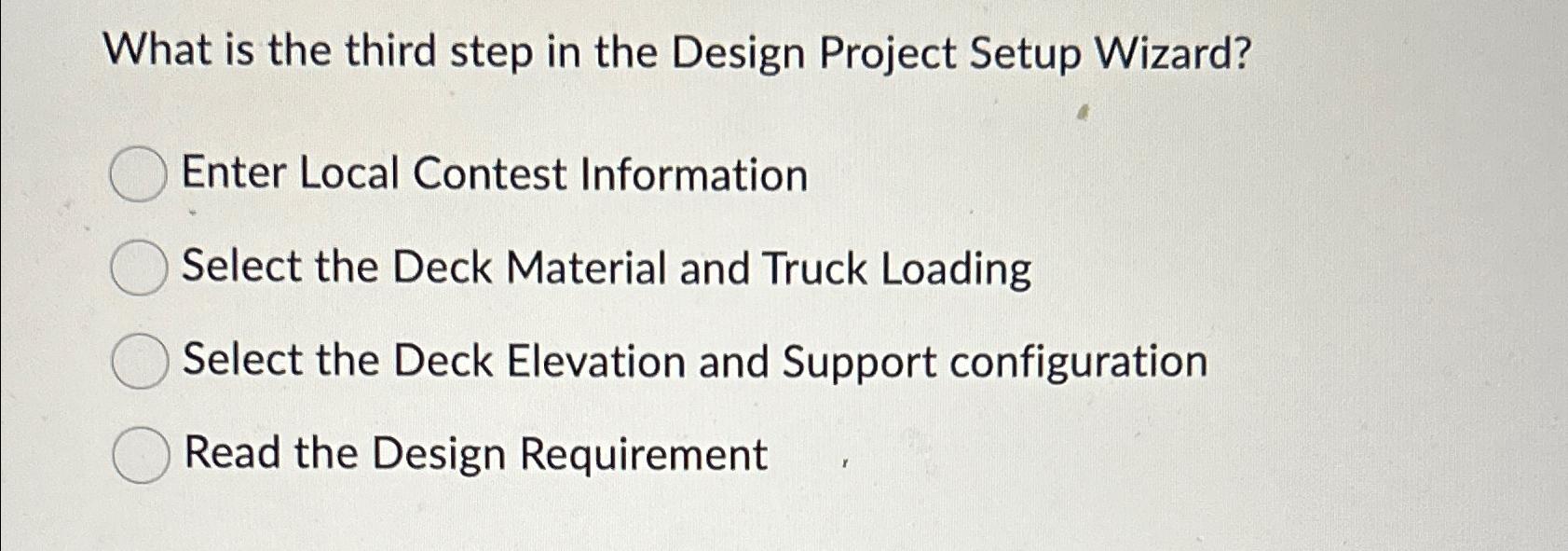  What is the third step in the Design Project Setup Wizard?
