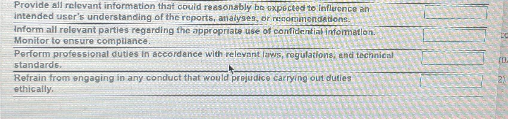  Provide all relevant information that could reasonably be expected to influence