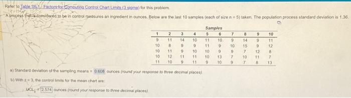  Refer to Table S6/1 Factors for Computing Control Chart Limits (3