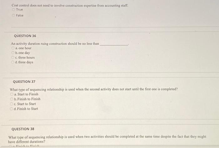  Cost control does not need to involve construction expertise from accounting