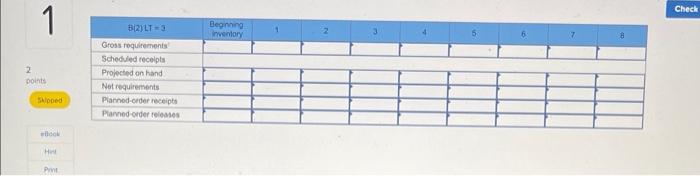 lead time for B is three weeks. Sixty units of A are