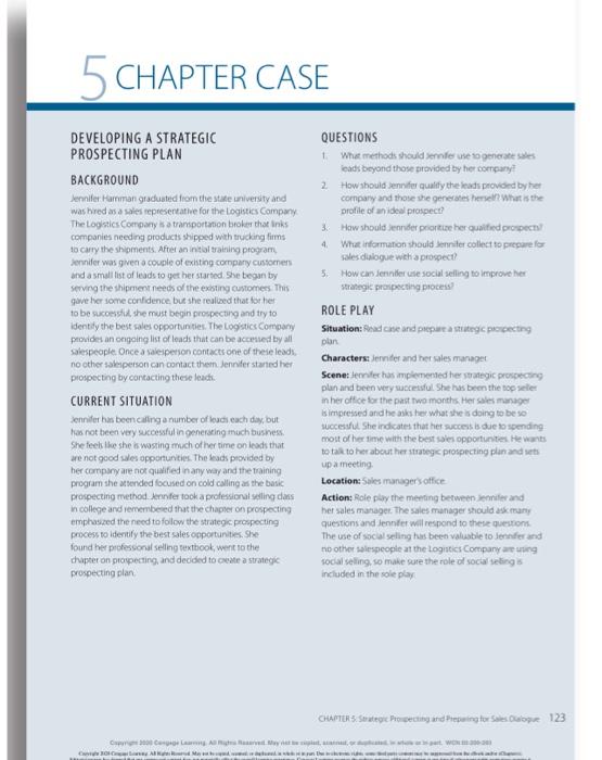 Chapter 5 Case Study SELL 6th edition DEVELOPING A STRATEGIC PROSPECTING PLAN
