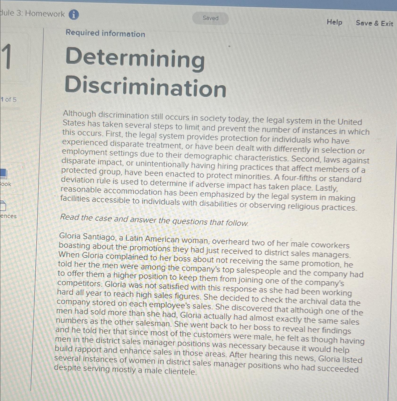 dule 3: Homework i Help Save & Exit Required information Determining