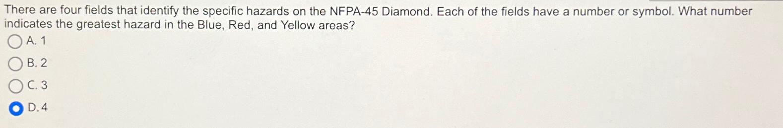 There are four fields that identify the specific hazards on the