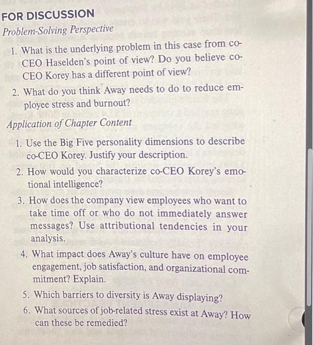 all 8 please OOR DISCUSSION Problem-Solving Perspective 1. What is the underlying