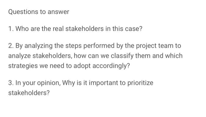  A Case Study for a Stakeholder Analysis New hope for the