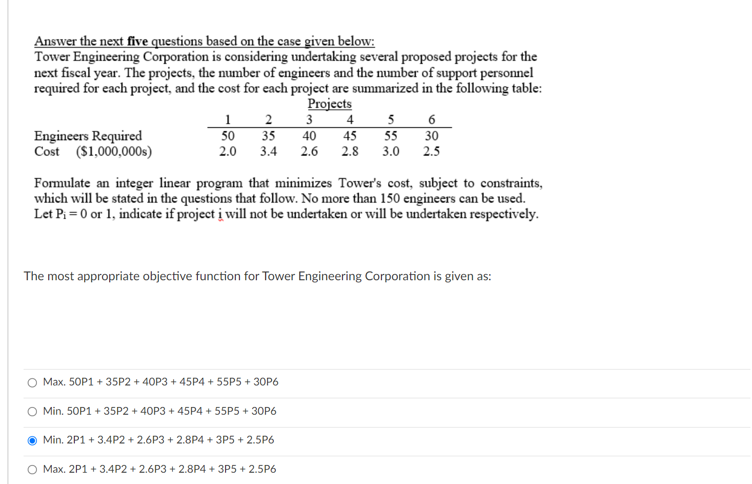 Answer the next five questions based on the case given below: