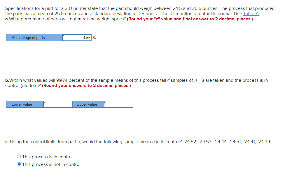 Specifications for a part for a 3-D printer state that the