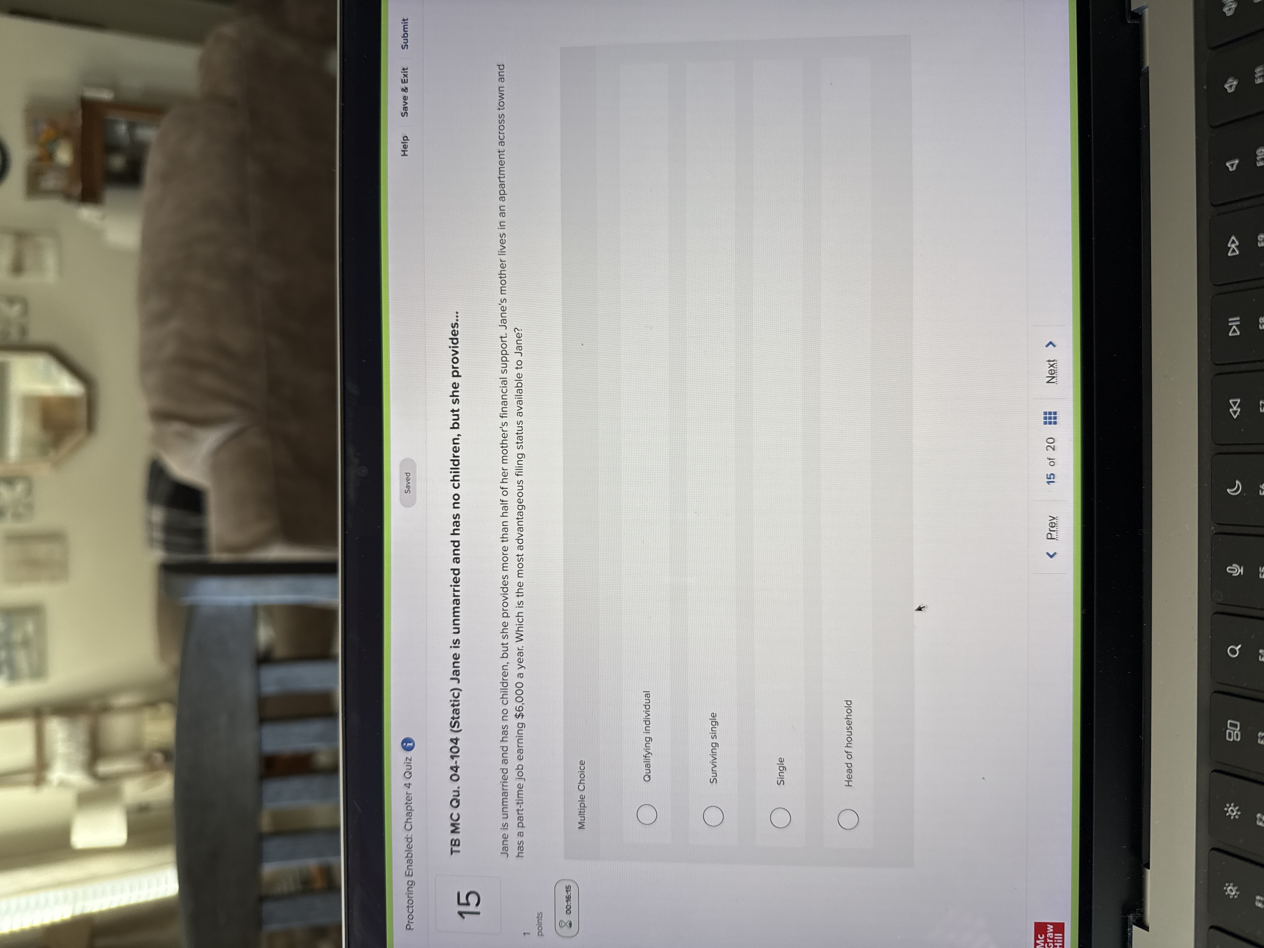  TB MC Qu.04-104(Static) Jane is unmarried and has no children, but