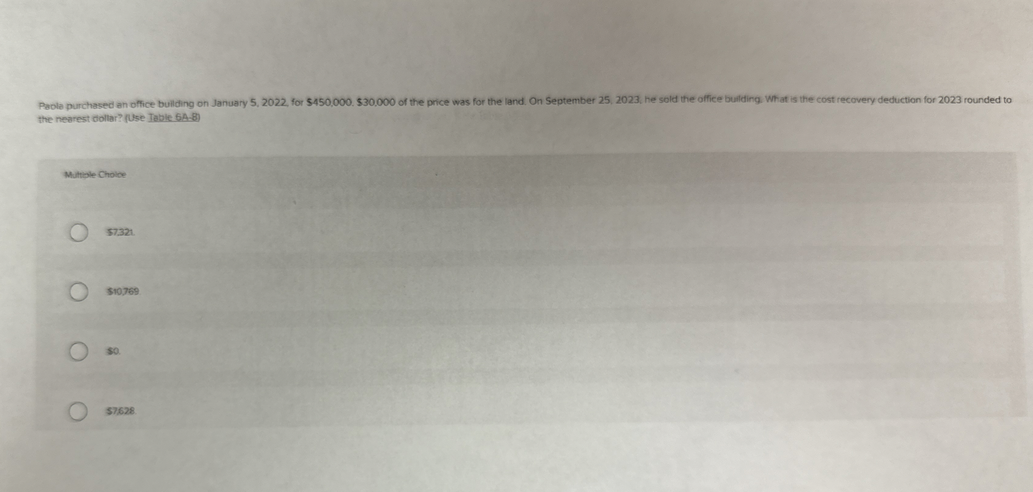  the nearest collar? (use Table 6A-8) Muttiple Choice $7.321 $10759 $0.