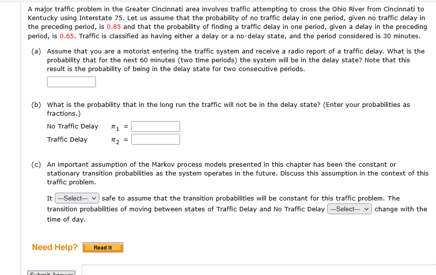  A major traffic problem in the Greater Cincinnati area involves traffic