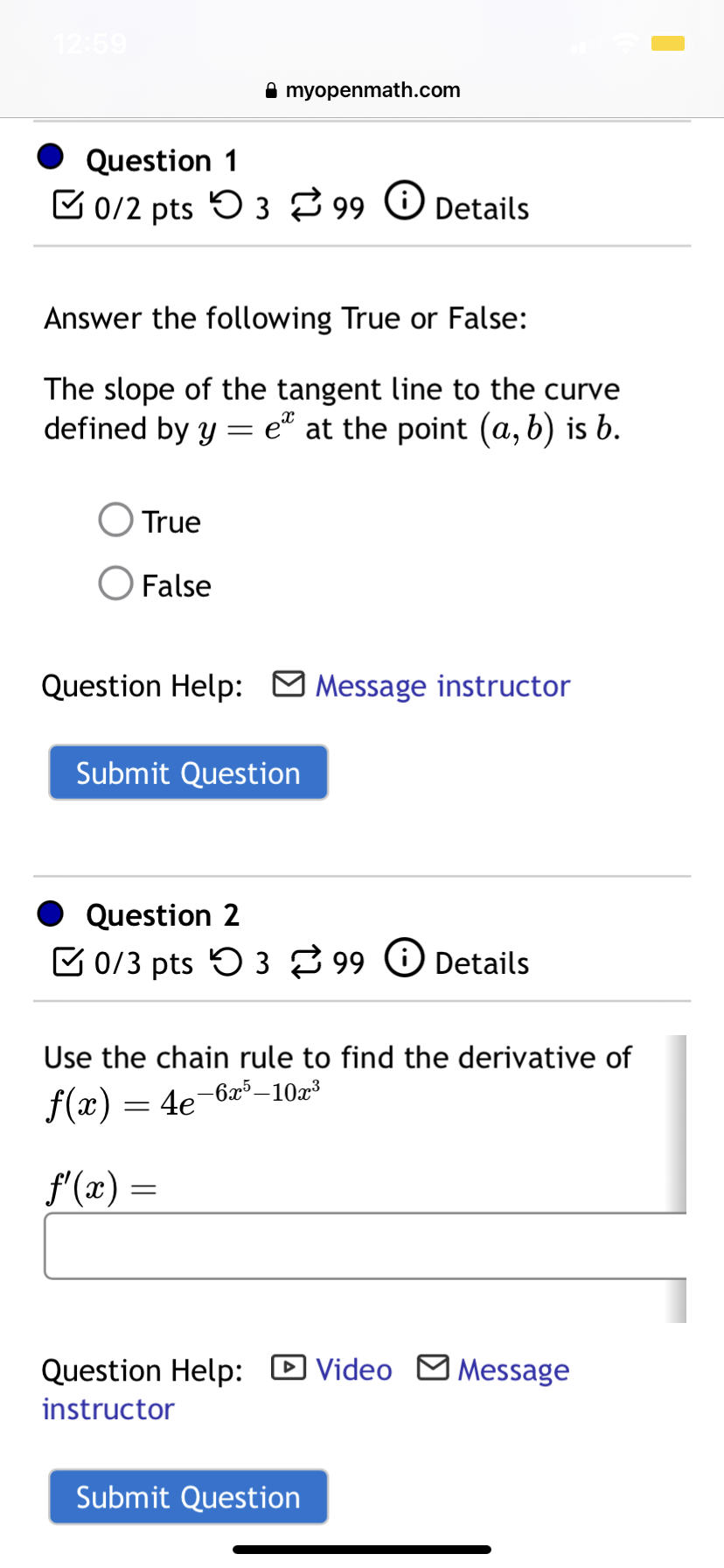 Submit Question Question 4 0/2 pts 9 3 99 0 Details Find