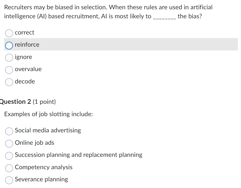 PLEASE ANSWER NEEDED FAST Recruiters may be biased in selection. When