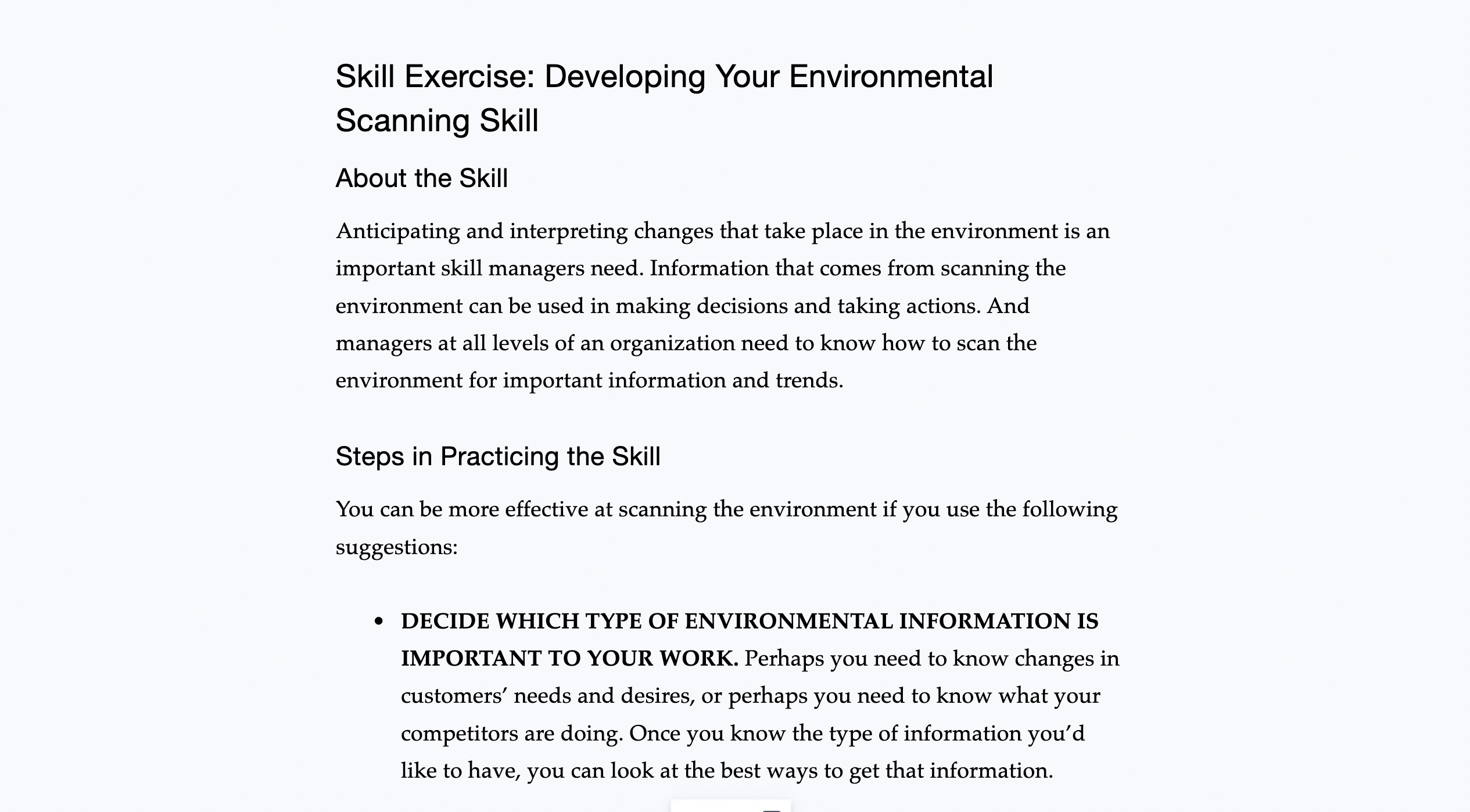 and little technological change. The main external concern for the company is