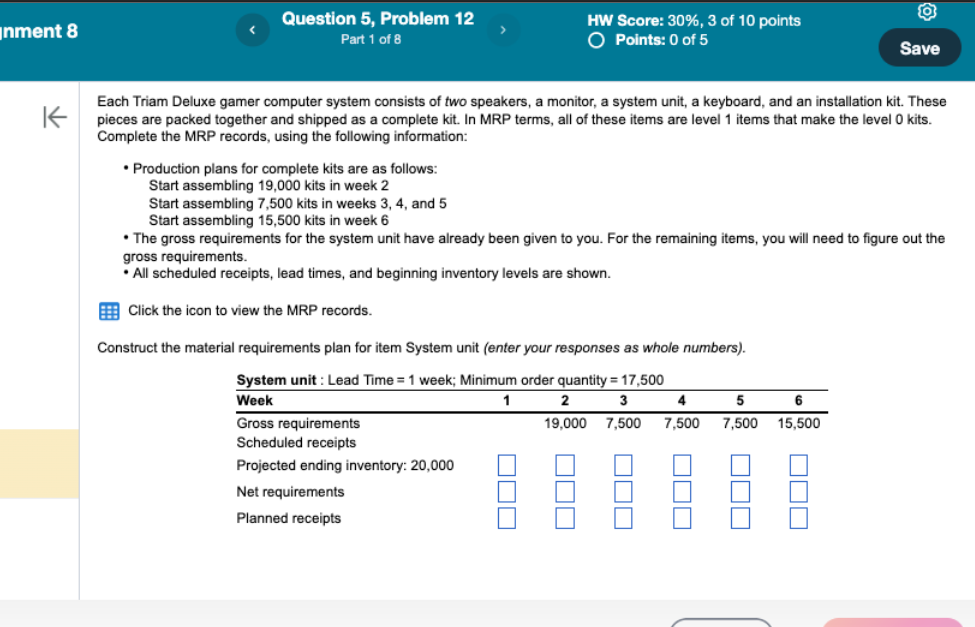PLEASE HELP URGENT Each Triam Deluxe gamer computer system consists of two