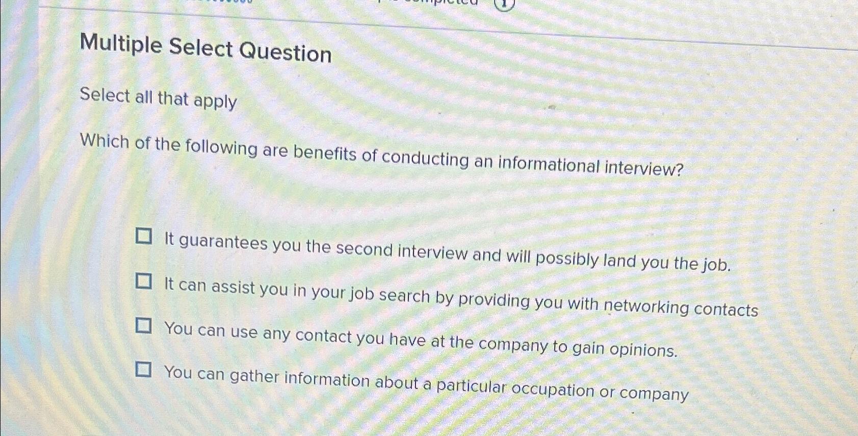  Multiple Select Question Select all that apply Which of the following